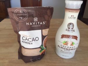Navitas Organic Cacao Powder and almond milk