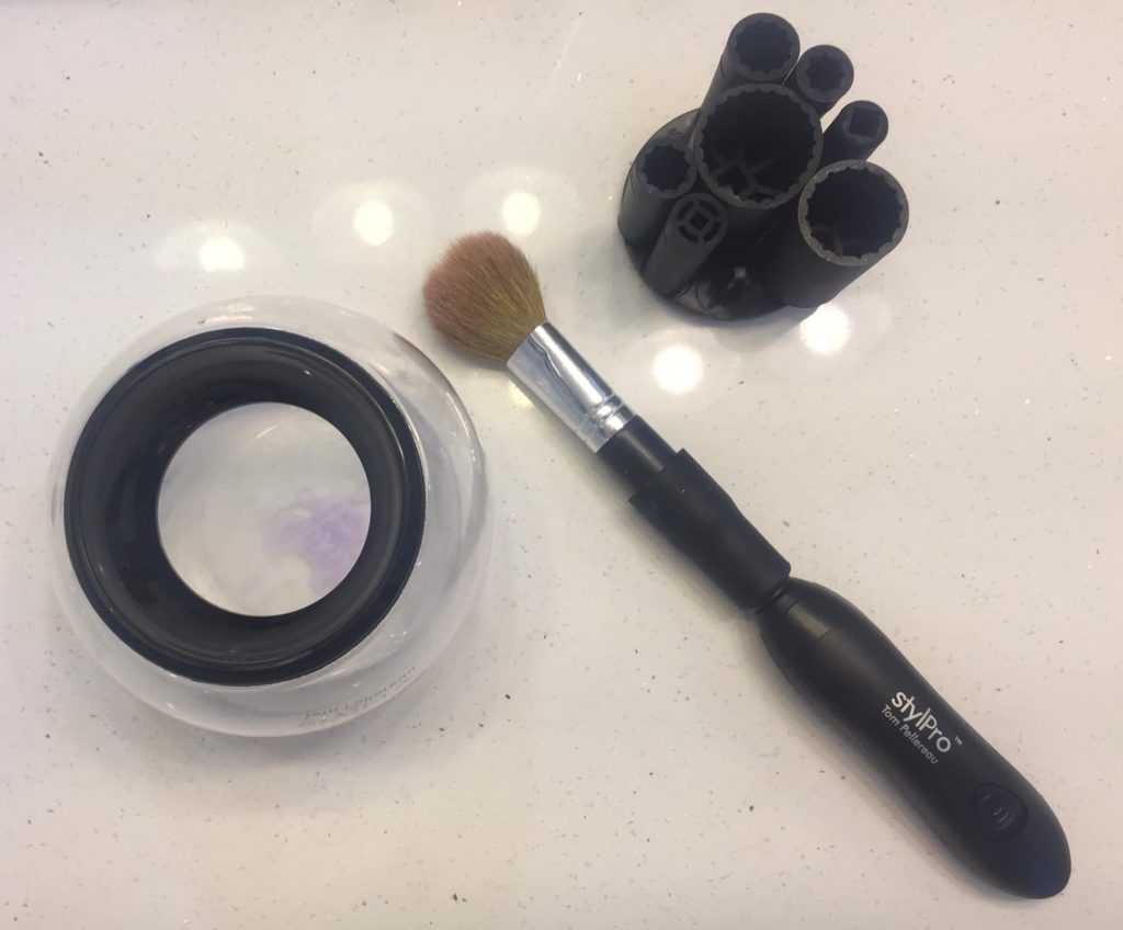 Style Pro Original Makeup Brush Cleaner post product demonstration, step 2